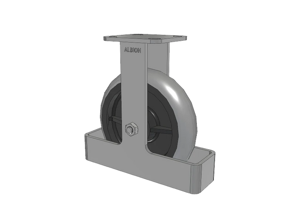 Albion Casters 8" x 2" USA Ergonomic Rigid Caster with Performance Rubber Donut Wheel and Toe Guard - Heavy-Duty 4" x 4.5" Plate - Model 28XR08228RTO Albion-Casters