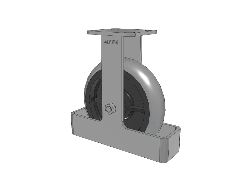 Albion Casters 8" x 2" USA Ergonomic Rigid Caster with Performance Rubber Donut Wheel and Toe Guard - Heavy-Duty 4" x 4.5" Plate - Model 28XR08228RTO Albion-Casters