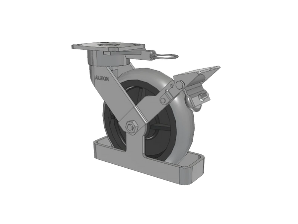 Albion Casters 8" x 2" Ergonomic Brake Caster - USA-Made Swivel Lock with Performance Rubber Donut Wheel, 4" x 4.5" Top Plate - Model 28XR08228S01LFBKTO Albion-Casters