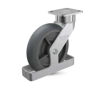Albion 28XR08228S01TO 8" x 2" Rubber Ergonomic Swivel Caster – 4" x 4.5" Plate