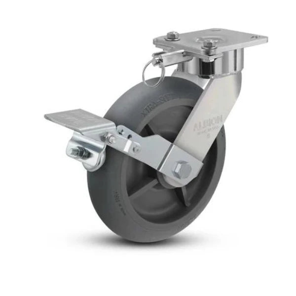 Albion Casters 8" x 2" USA Ergonomic Brake Caster with Swivel Lock and Performance Rubber Donut Wheel - Model 28XR08228SLFBK Albion-Casters