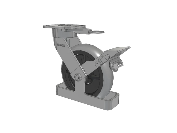 Albion Casters 8" x 2" Ergonomic Brake Caster - USA-Made with Performance Rubber Donut Wheel, Toe Guard, Swivel Lock, 4" x 4.5" Top Plate - Model 28XR08228SLFBKTO Albion-Casters