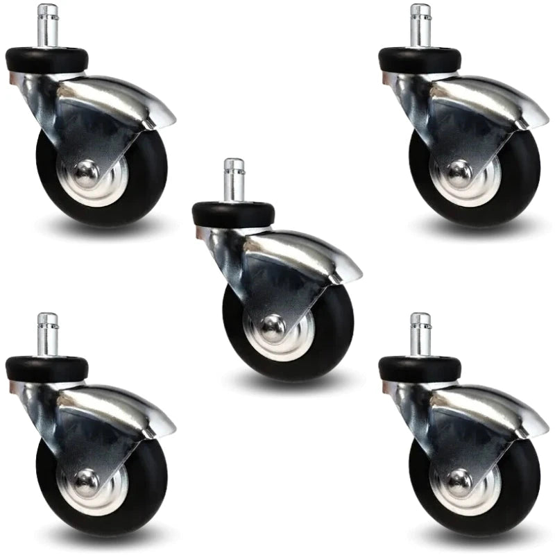 3 Inch Premium Black Neoprene Rubber Chair Caster Set - 5 Pack | 110 lbs Capacity Per Caster CasterHQ