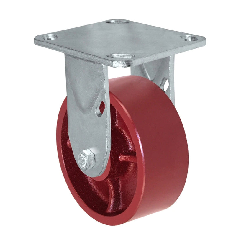Durastar Medium Heavy Duty 30 Series - 4" x 2" Ductile Steel Rigid Caster - 1250 lb Capacity, 4 x 4-1/2 Top Plate | Choose Bearing Options Durastar