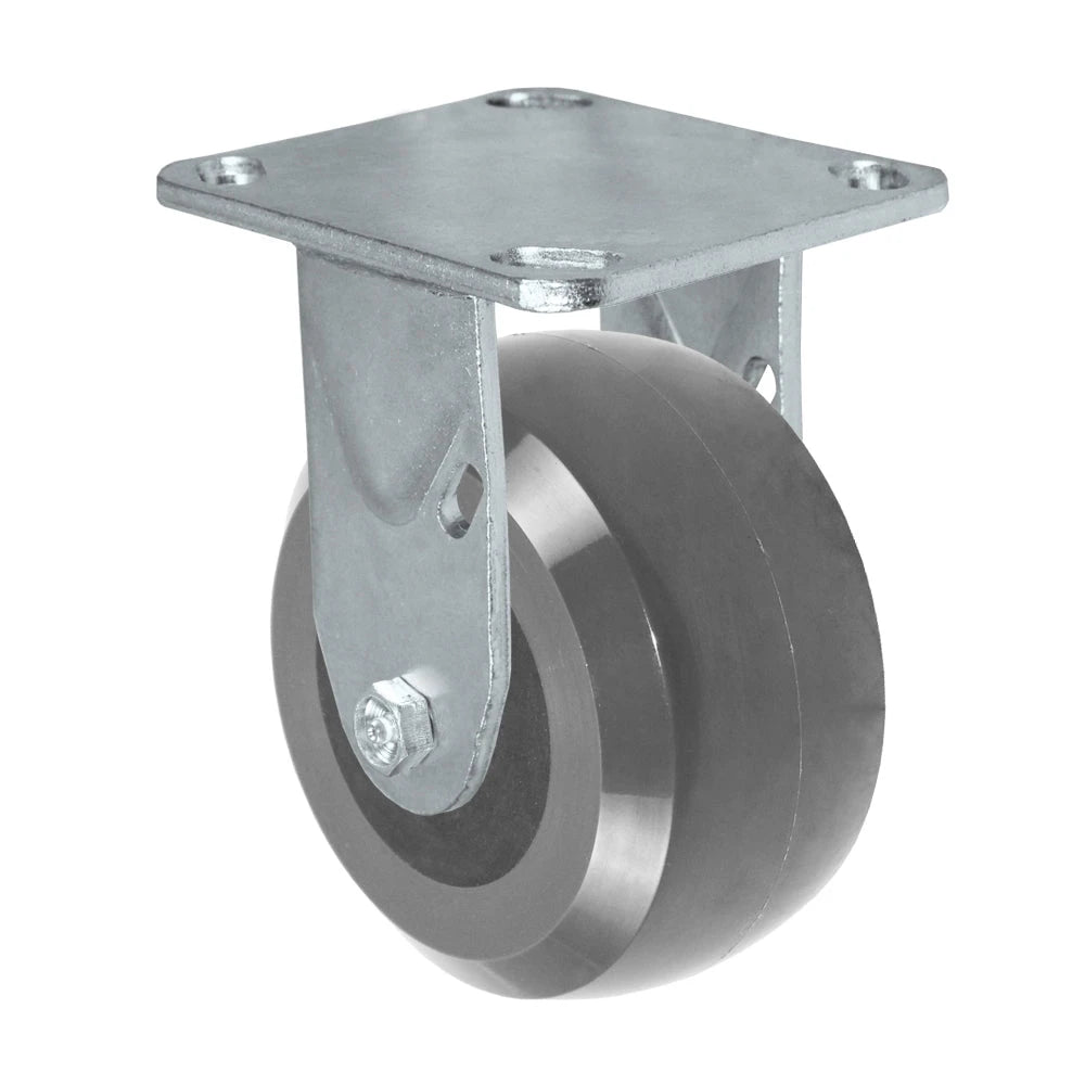 Durastar Medium Heavy Duty 30 Series - 4" x 2" HD Solid Polyurethane on Glass-filled Nylon Rigid Caster - 1200 lb Capacity, 4 x 4-1/2 Top Plate | Choose Bearing Options Durastar