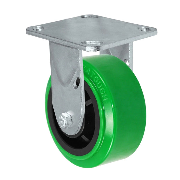 Durastar Medium Heavy Duty 30 Series - 4" x 2" Polyurethane on Glass-filled Nylon Rigid Caster - 800 lb Capacity, 4 x 4-1/2 Top Plate | Choose Bearing Options Durastar