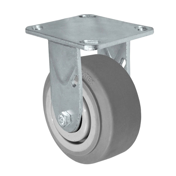 Durastar Medium Heavy Duty 30 Series - 4" x 2" Duratek High Tech Rubber Rigid Caster - 450 lb Capacity, 4 x 4-1/2 Top Plate Durastar