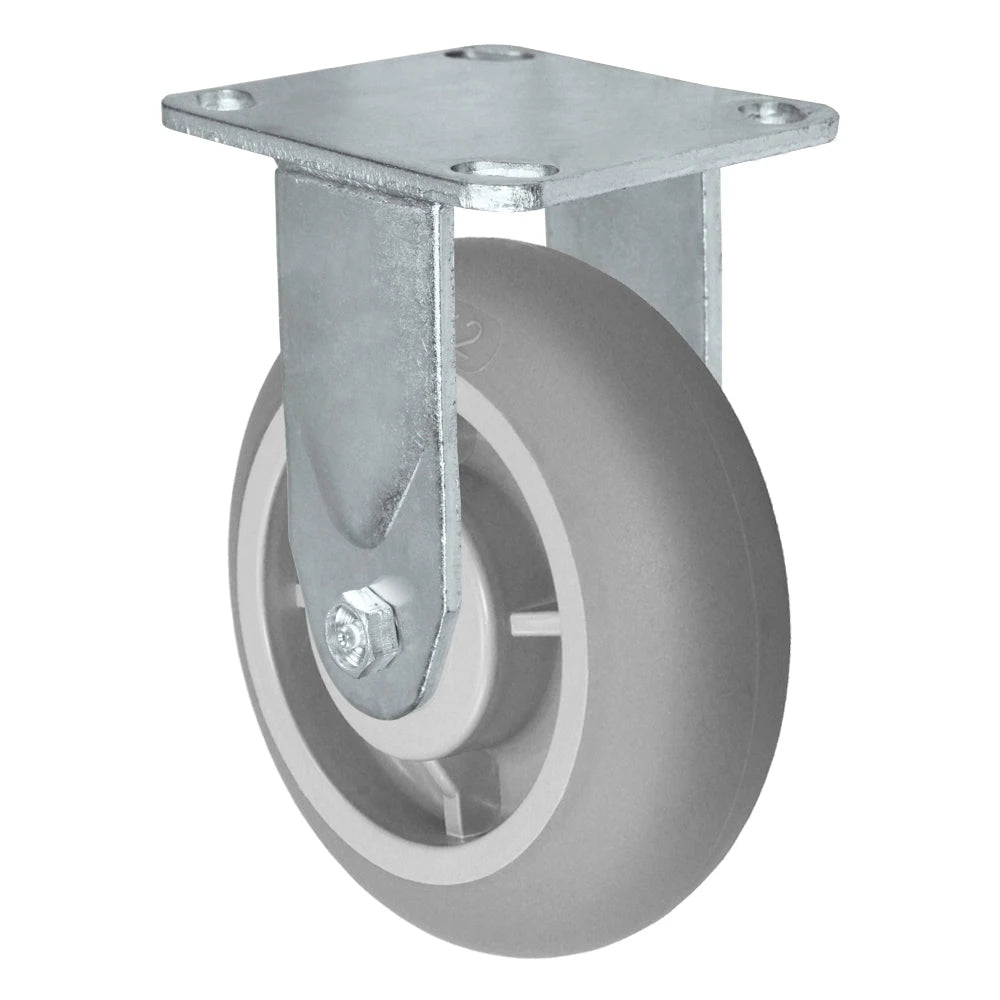 Durastar Medium Heavy Duty 30 Series - 5" x 2" Donut Thermoplastic Rubber Rigid Caster - 350 lb Capacity, 4 x 4-1/2 Top Plate | Choose Bearing Options Durastar