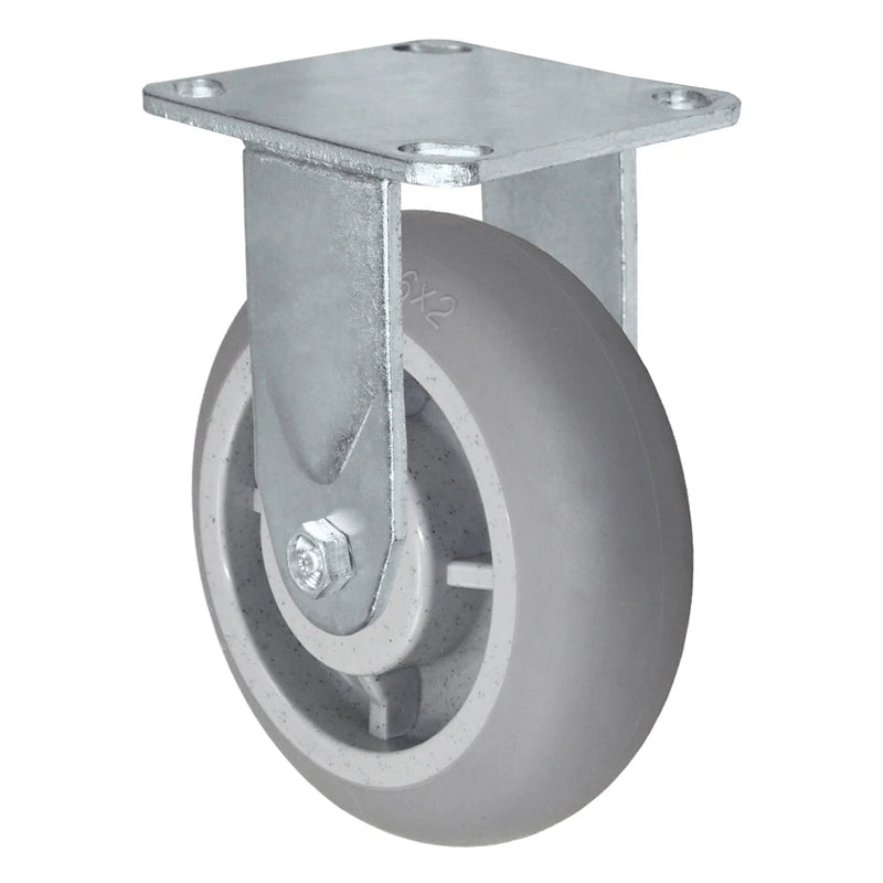 Durastar Medium Heavy Duty 30 Series - 5" x 2" Duratek Donut High Tech Rubber Rigid Caster - 500 lb Capacity, 4 x 4-1/2 Top Plate | Choose Bearing Options Durastar