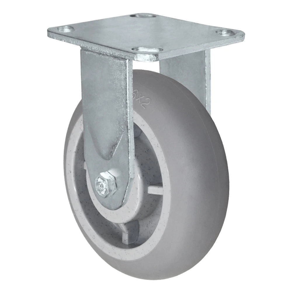 Durastar Medium Heavy Duty 30 Series - 5" x 2" Duratek Donut High Tech Rubber Rigid Caster - 500 lb Capacity, 4 x 4-1/2 Top Plate | Choose Bearing Options Durastar