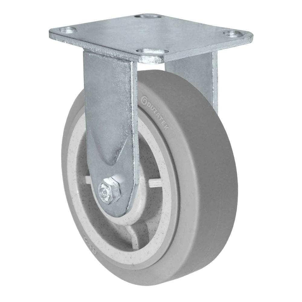 Durastar Medium Heavy Duty 30 Series - 5" x 2" Duratek High Tech Rubber Rigid Caster - 500 lb Capacity, 4 x 4-1/2 Top Plate | Choose Bearing Options Durastar