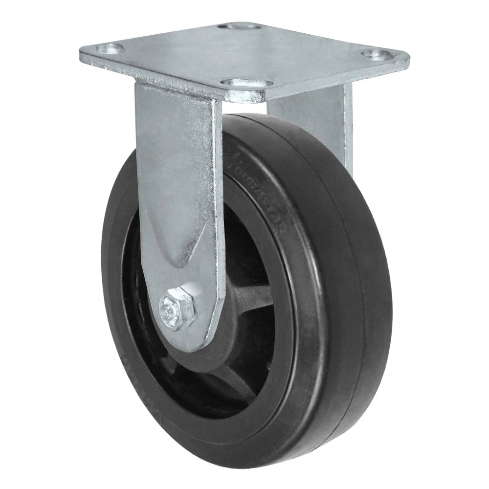 Durastar Medium Heavy Duty 30 Series - 5" x 2" Rubber on Glass-filled Nylon Rigid Caster - 450 lb Capacity, 4 x 4-1/2 Top Plate | Choose Bearing Options Durastar