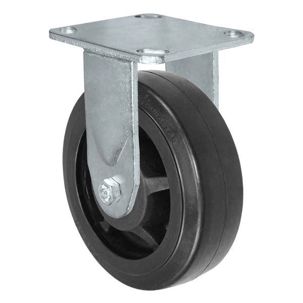 Durastar Medium Heavy Duty 30 Series - 5" x 2" Rubber on Glass-filled Nylon Rigid Caster - 450 lb Capacity, 4 x 4-1/2 Top Plate | Choose Bearing Options Durastar