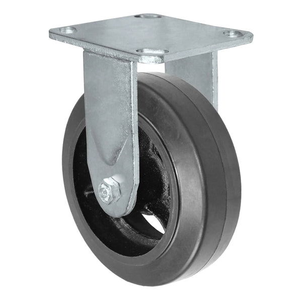 Durastar Medium Heavy Duty 30 Series - 5" x 2" Rubber on Steel Rigid Caster - 450 lb Capacity, 4 x 4-1/2 Top Plate | Choose Bearing Options Durastar