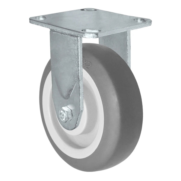 Durastar Medium Heavy Duty 30 Series - 5" x 2" Thermoplastic Rubber Rigid Caster - 350 lb Capacity, 4 x 4-1/2 Top Plate | Choose Bearing Options Durastar