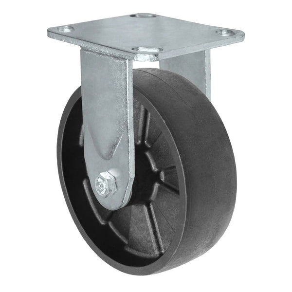 Durastar Medium Heavy Duty 30 Series - 6" x 2" Glass-filled Nylon Rigid Caster - 1200 lb Capacity, 4 x 4-1/2 Top Plate | Choose Bearing Options Durastar
