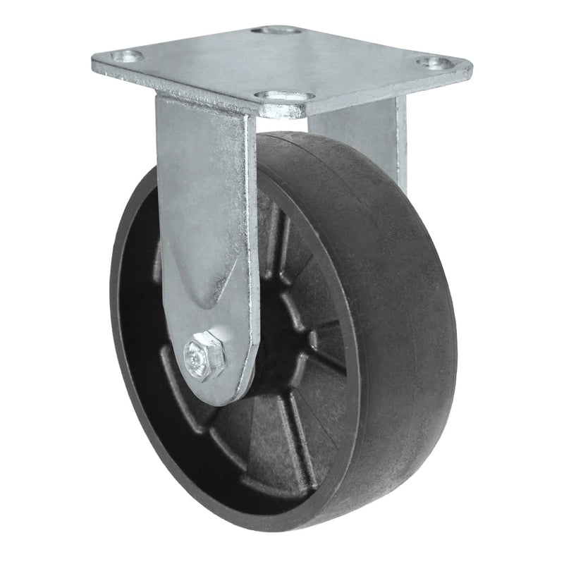 Durastar Medium Heavy Duty 30 Series - 6" x 2" Glass-filled Nylon Rigid Caster - 1200 lb Capacity, 4 x 4-1/2 Top Plate | Choose Bearing Options Durastar