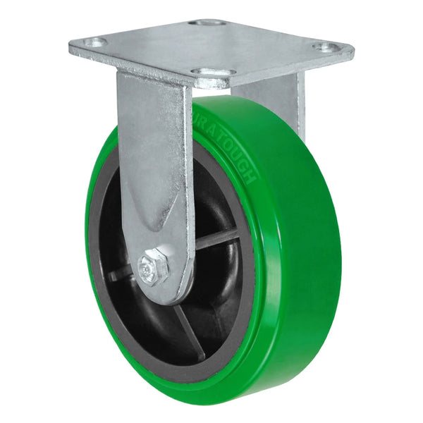 Durastar Medium Heavy Duty 30 Series - 6" x 2" Polyurethane on Glass-filled Nylon Rigid Caster - 1200 lb Capacity, 4 x 4-1/2 Top Plate | Choose Bearing Options Durastar