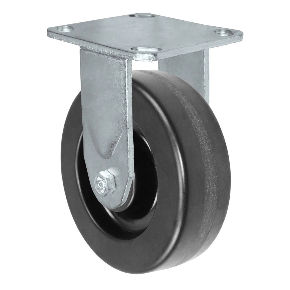 Durastar Medium Heavy Duty 30 Series - 6" x 2" Phenolic Rigid Caster - 1200 lb Capacity, 4 x 4-1/2 Top Plate | Choose Bearing Options Durastar
