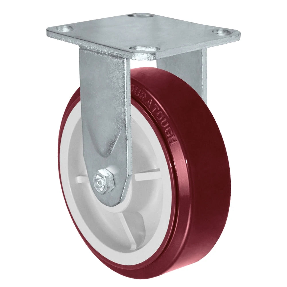 Durastar Medium Heavy Duty 30 Series - 6" x 2" Duratough Polyurethane on Polyolefin Rigid Caster - 900 lb Capacity, 4 x 4-1/2 Top Plate | Choose Bearing Options Durastar