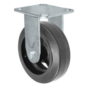 Durastar Medium Heavy Duty 30 Series - 6" x 2" Rubber on Steel Rigid Caster - 550 lb Capacity, 4 x 4-1/2 Top Plate | Choose Bearing Options Durastar