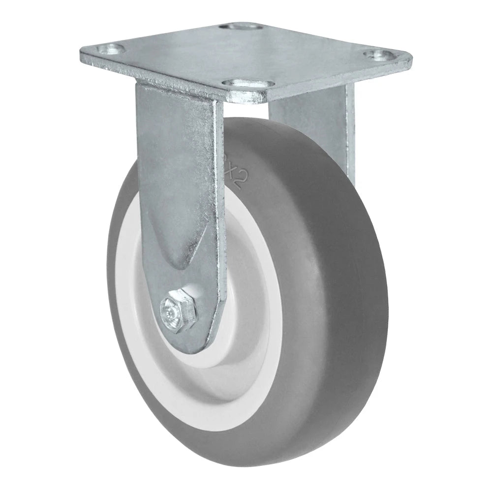 Durastar Medium Heavy Duty 30 Series - 6" x 2" Thermoplastic Rubber Rigid Caster - 500 lb Capacity, 4 x 4-1/2 Top Plate | Choose Bearing Options Durastar