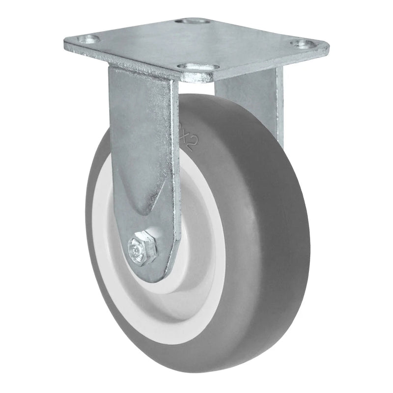 Durastar Medium Heavy Duty 30 Series - 6" x 2" Thermoplastic Rubber Rigid Caster - 500 lb Capacity, 4 x 4-1/2 Top Plate | Choose Bearing Options Durastar
