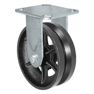 6" x 2" V-Groove Steel Rigid Caster – 1200 lb
