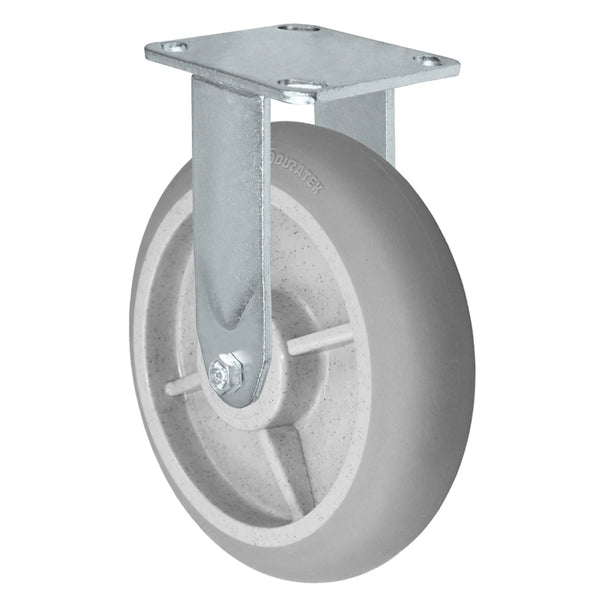 Durastar Medium Heavy Duty 30 Series - 8" x 2" Duratek Donut High Tech Rubber Rigid Caster - 675 lb Capacity, 4 x 4-1/2 Top Plate | Choose Bearing Options Durastar