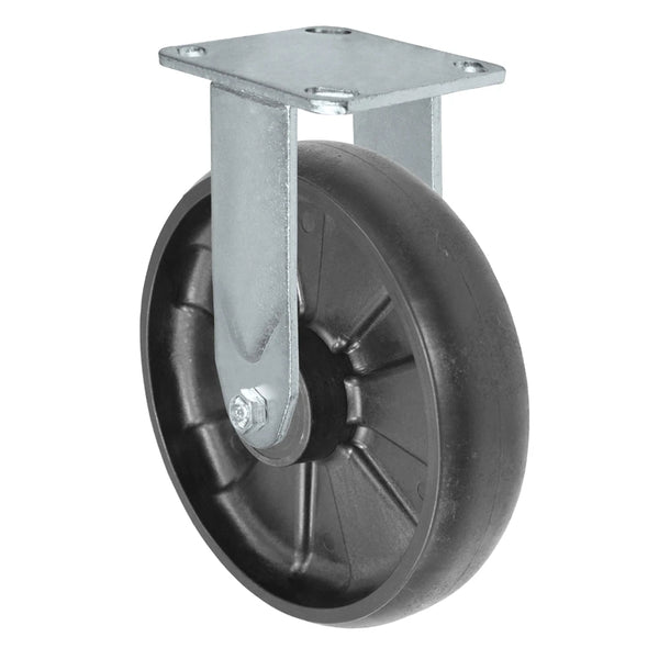 Durastar Medium Heavy Duty 30 Series - 8" x 2" Glass-filled Nylon Rigid Caster - 1250 lb Capacity, 4 x 4-1/2 Top Plate | Choose Bearing Options Durastar