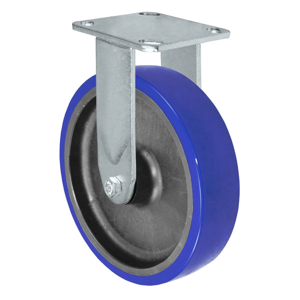 Durastar Medium Heavy Duty 30 Series - 8" x 2" Polyurethane on Glass-filled Nylon Rigid Caster - 1250 lb Capacity, 4 x 4-1/2 Top Plate | Choose Bearing Options Durastar