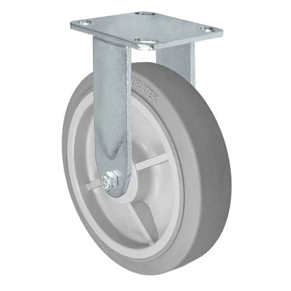 Durastar Medium Heavy Duty 30 Series - 8" x 2" Duratek High Tech Rubber Rigid Caster - 675 lb Capacity, 4 x 4-1/2 Top Plate | Choose Bearing Options Durastar