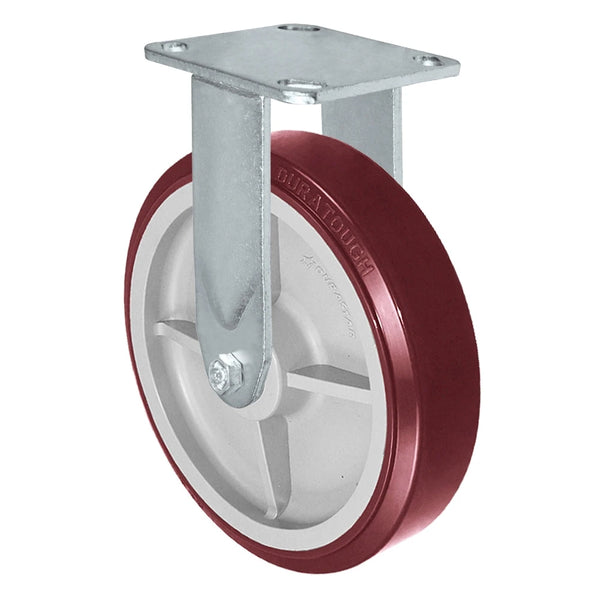 Durastar Medium Heavy Duty 30 Series - 8" x 2" Duratough Polyurethane on Polyolefin Rigid Caster - 1000 lb Capacity, 4 x 4-1/2 Top Plate | Choose Bearing Options Durastar