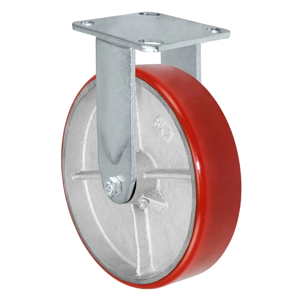 Durastar Medium Heavy Duty 30 Series - 8" x 2" Polyurethane on Steel Rigid Caster - 1250 lb Capacity, 4 x 4-1/2 Top Plate | Choose Bearing Options Durastar