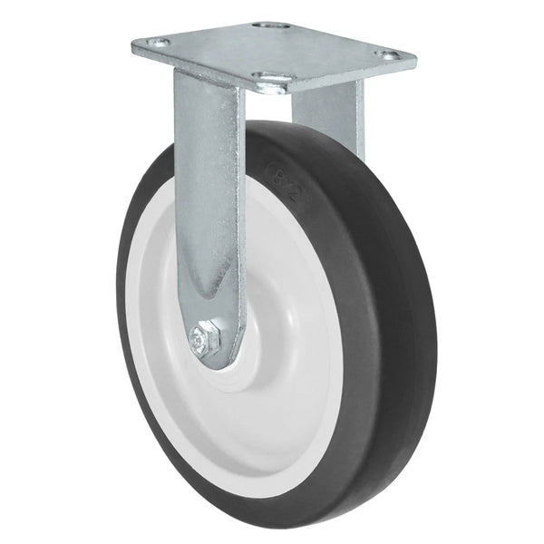 Durastar Medium Heavy Duty 30 Series - 8" x 2" Thermoplastic Rubber Rigid Caster - 600 lb Capacity, 4 x 4-1/2 Top Plate | Choose Bearing Options Durastar