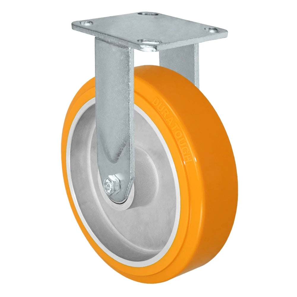 Durastar Medium Heavy Duty 30 Series - 8" x 2" Sirius HD Polyurethane on Aluminum Rigid Caster - 1250 lb Capacity, 4 x 4-1/2 Top Plate | Choose Bearing Options Durastar