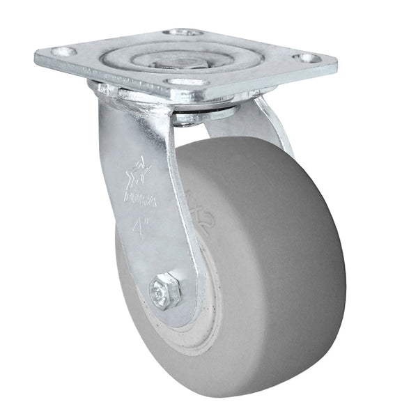 Durastar Medium Heavy Duty 30 Series - 4" x 2" Duratek Donut High Tech Rubber Swivel Caster - 450 lb Capacity, 4 x 4-1/2 Top Plate Durastar