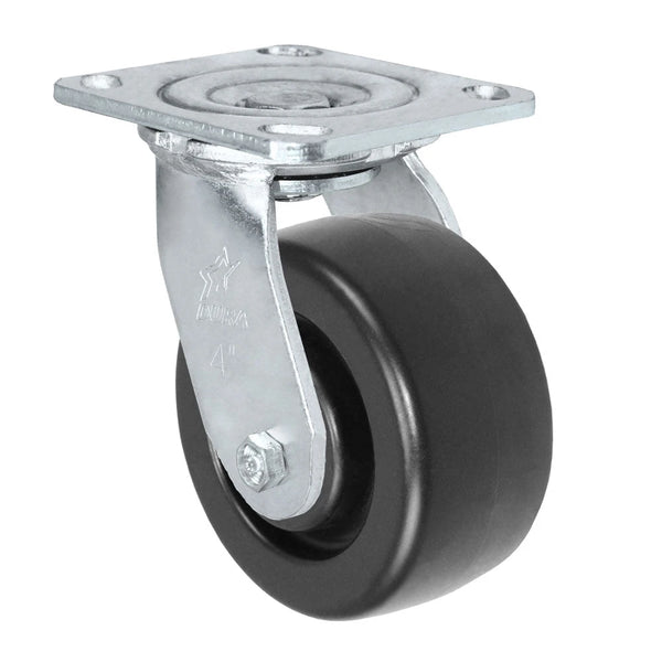 Durastar Medium Heavy Duty 30 Series - 4" x 2" HD Polyolefin Swivel Caster - 700 lb Capacity, 4 x 4-1/2 Top Plate Durastar