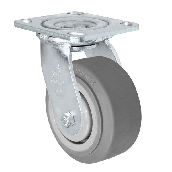 Durastar Medium Heavy Duty 30 Series - 4" x 2" Duratek High Tech Rubber Swivel Caster - 450 lb Capacity, 4 x 4-1/2 Top Plate Durastar