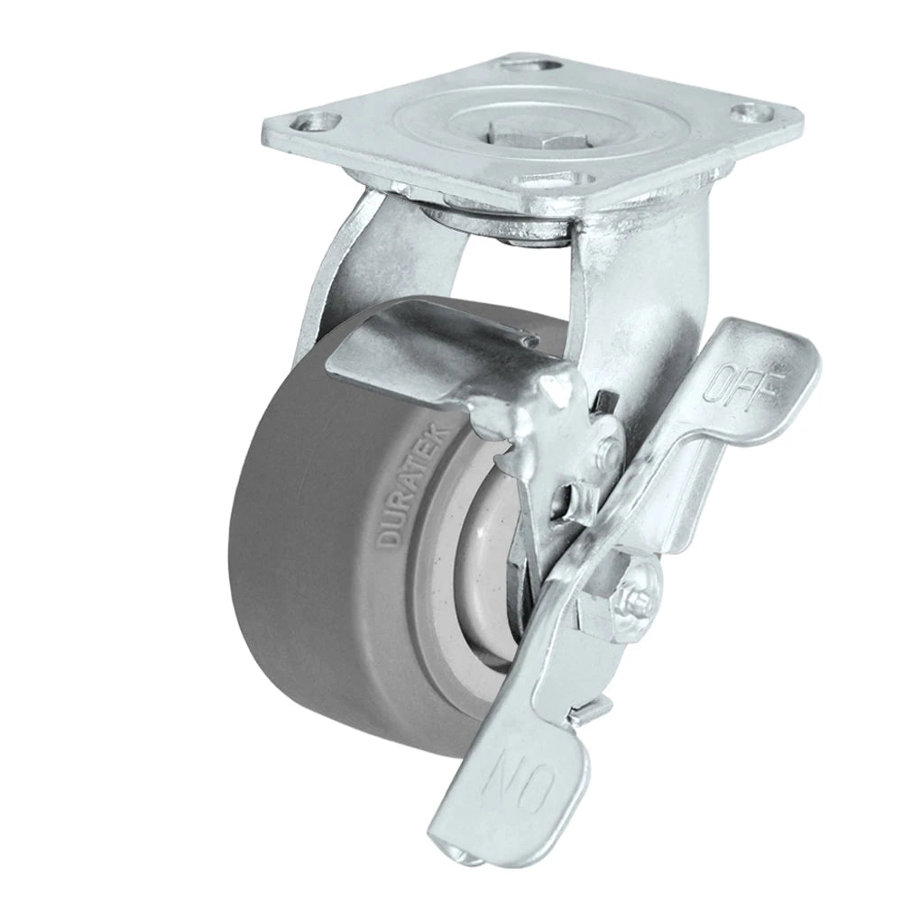 Durastar Medium Heavy Duty 30 Series - 4" x 2" Duratek High Tech Rubber Swivel Caster - 450 lb Capacity, 4 x 4-1/2 Top Plate Durastar