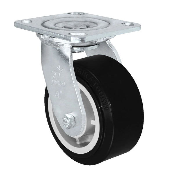 Durastar Medium Heavy Duty 30 Series - 4" x 2" Duratough Polyurethane on Polyolefin Swivel Caster - 700 lb Capacity, 4 x 4-1/2 Top Plate Durastar