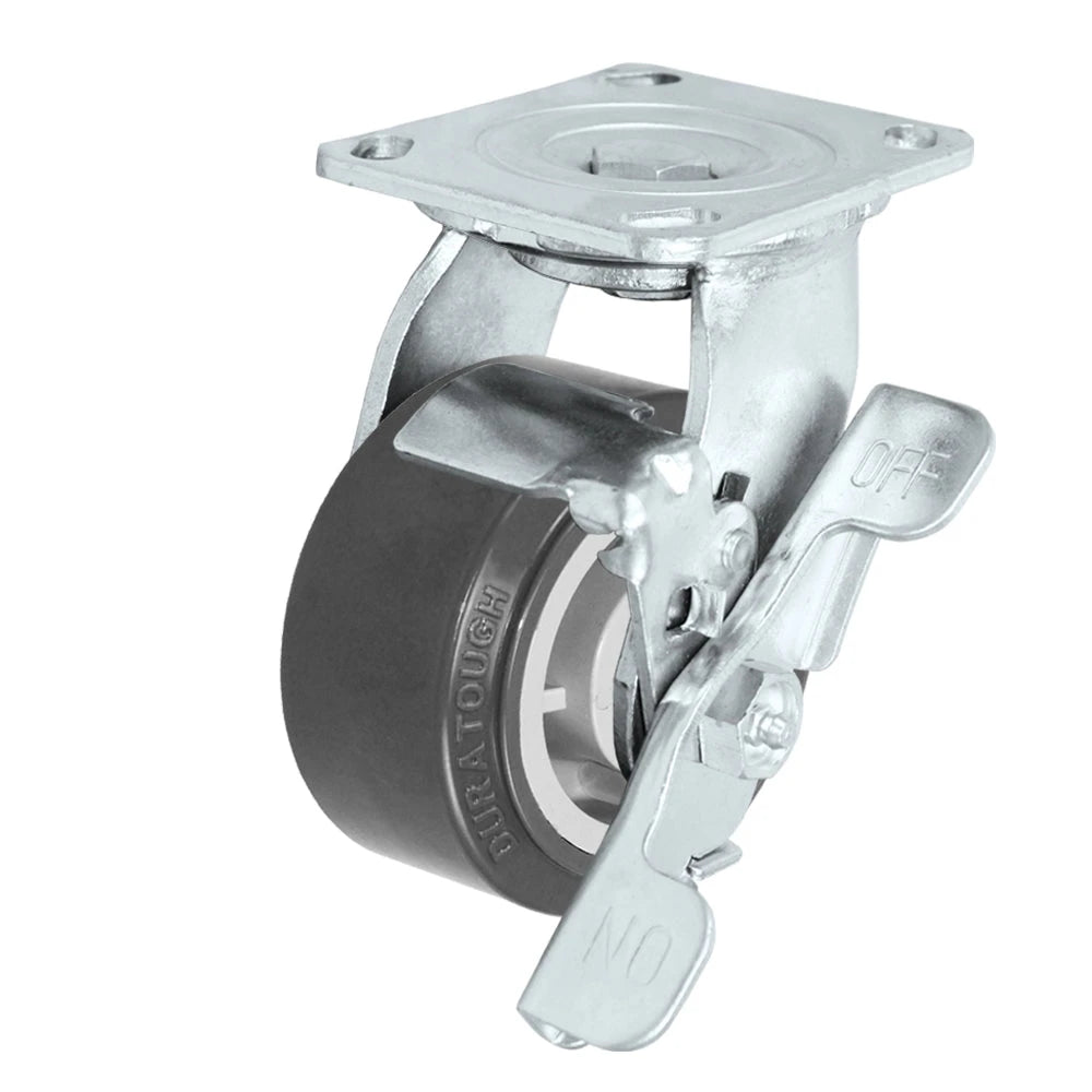 Durastar Medium Heavy Duty 30 Series - 4" x 2" Duratough Polyurethane on Polyolefin Swivel Caster - 700 lb Capacity, 4 x 4-1/2 Top Plate Durastar