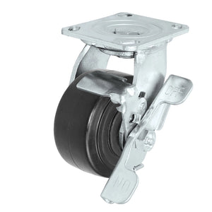 Durastar Medium Heavy Duty 30 Series - 4" x 2" Rubber on Glass-filled Nylon Swivel Caster - 400 lb Capacity, 4 x 4-1/2 Top Plate Durastar