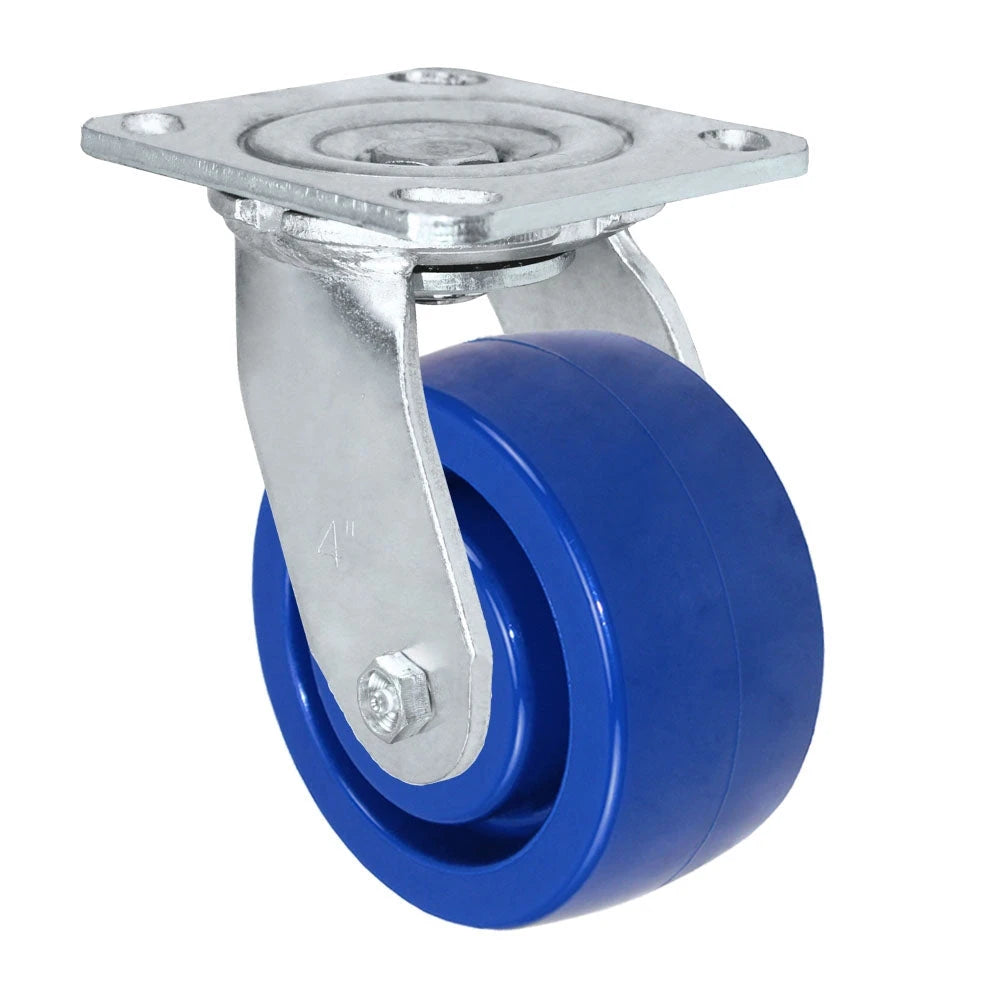 Durastar Medium Heavy Duty 30 Series - 4" x 2" Solid Polyurethane Swivel Caster - 800 lb Capacity, 4 x 4-1/2 Top Plate | Choose Bearing Options Durastar