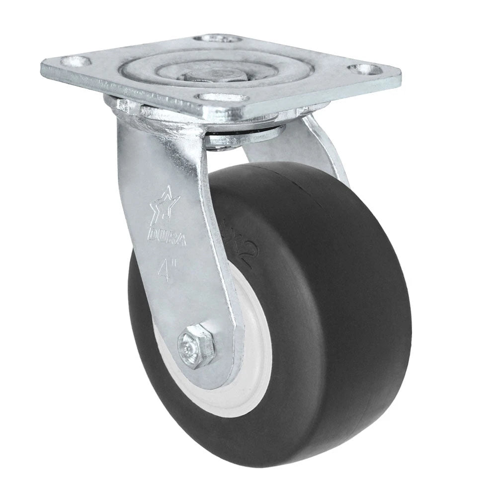 Durastar Medium Heavy Duty 30 Series - 4" x 2" Thermoplastic Rubber Swivel Caster - 300 lb Capacity, 4 x 4-1/2 Top Plate Durastar