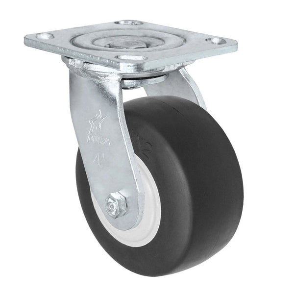 Durastar Medium Heavy Duty 30 Series - 4" x 2" Thermoplastic Rubber Swivel Caster - 300 lb Capacity, 4 x 4-1/2 Top Plate Durastar