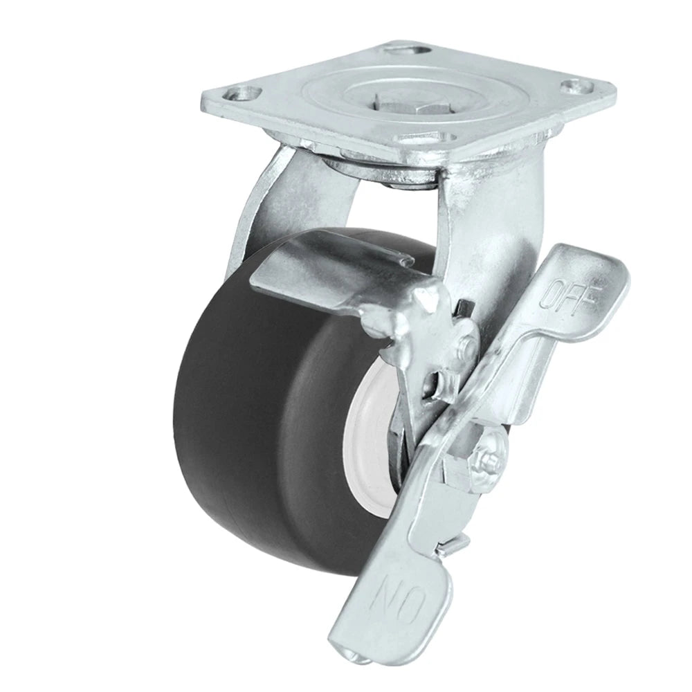 Durastar Medium Heavy Duty 30 Series - 4" x 2" Thermoplastic Rubber Swivel Caster - 300 lb Capacity, 4 x 4-1/2 Top Plate Durastar