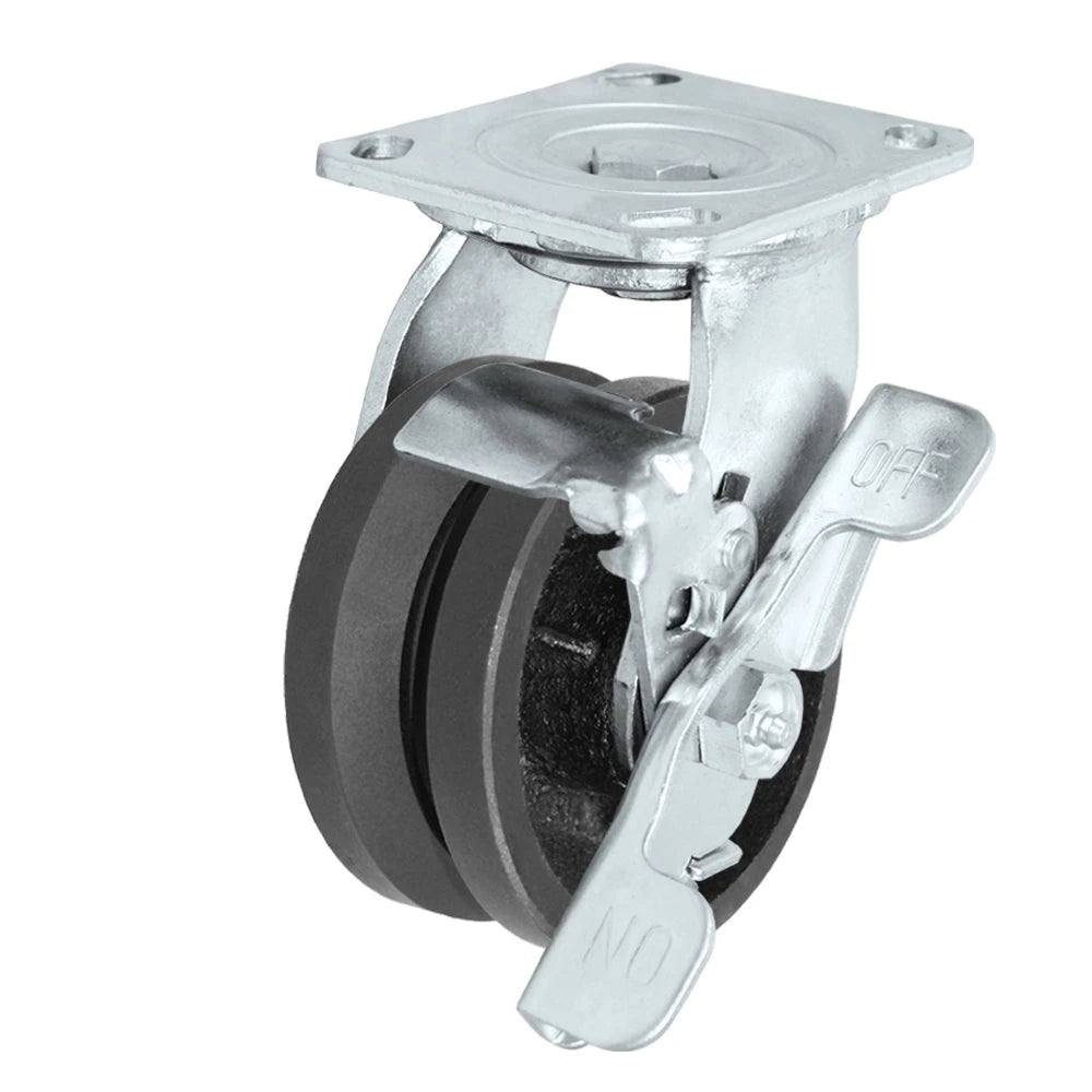 Durastar Medium Heavy Duty 30 Series - 4" x 2" V-Groove Swivel Caster - 700 lb Capacity, 4 x 4-1/2 Top Plate | Choose Bearing Options Durastar