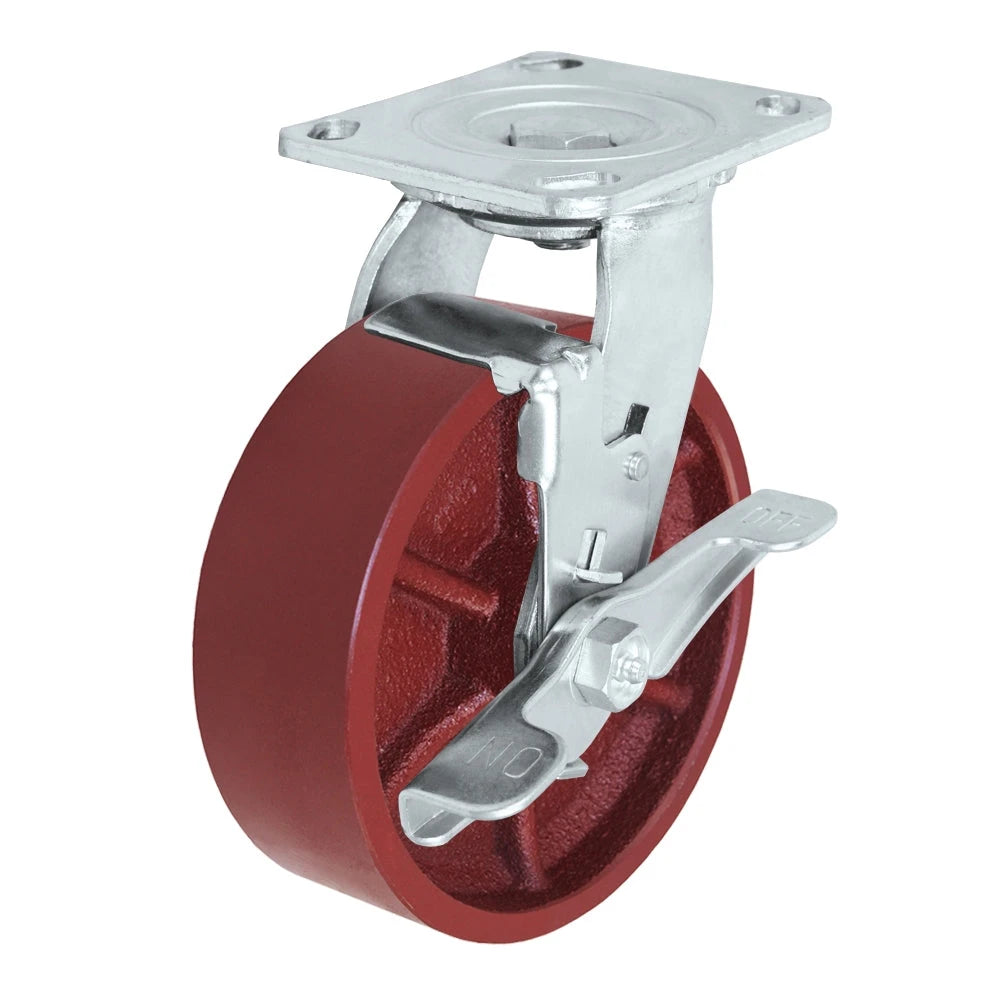 Durastar Medium Heavy Duty 30 Series - 5" x 2" Ductile Steel Swivel Caster - 1250 lb Capacity, 4 x 4-1/2 Top Plate | Choose Bearing Options Durastar