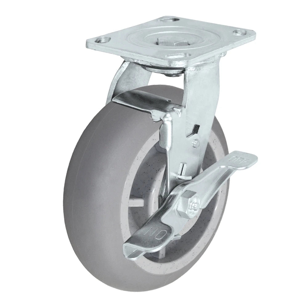 Durastar Medium Heavy Duty 30 Series - 5" x 2" Duratek Donut High Tech Rubber Swivel Caster - 500 lb Capacity, 4 x 4-1/2 Top Plate | Choose Bearing Options Durastar